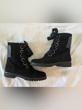 Zadig & Voltaire Women’s Joe Suede Black Combat Boots Size 38/ US 7